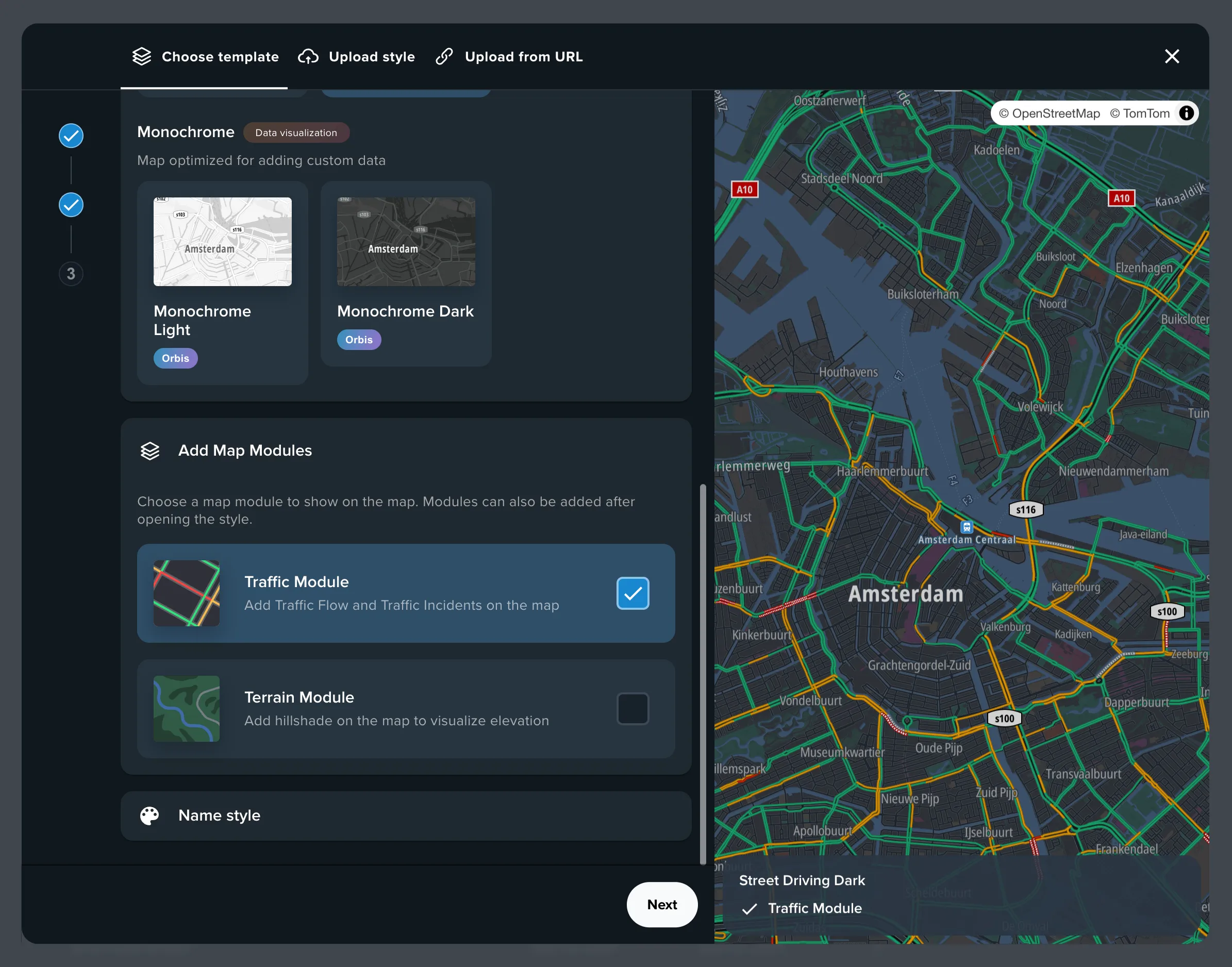 Mapmaker selection interface