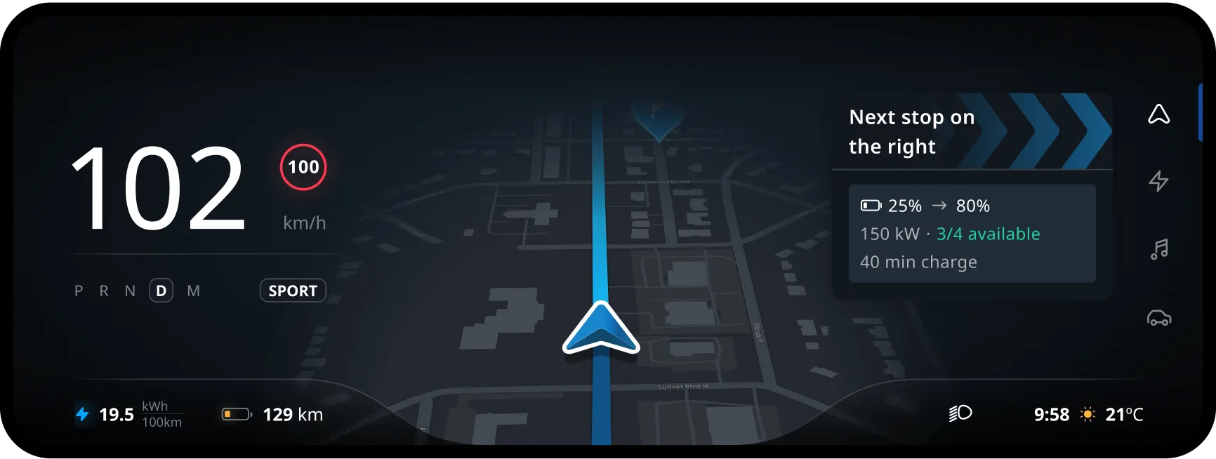 Arrival panel displayed in the head unit