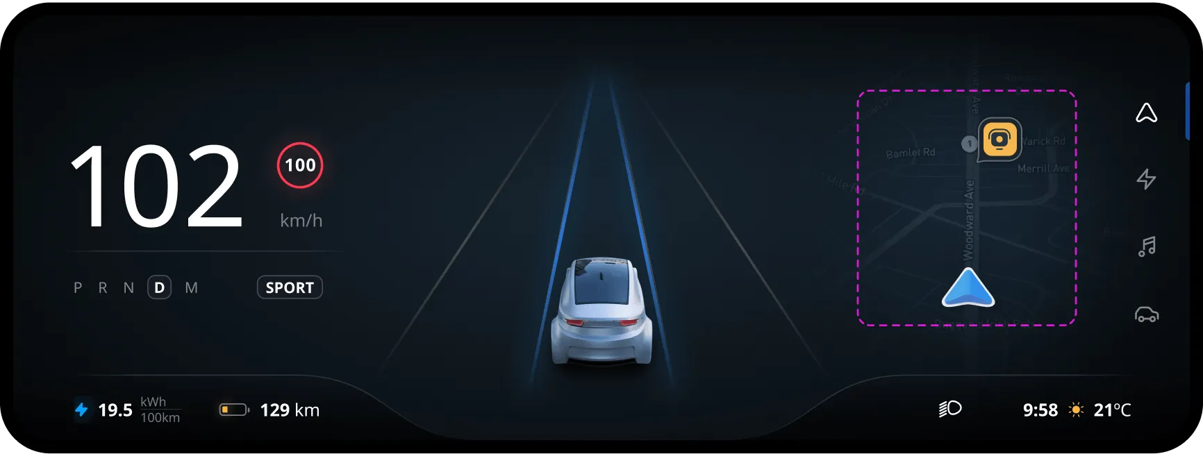 Free driving mode with map marker only