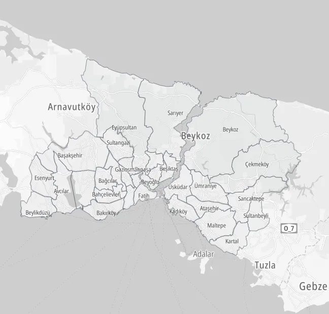 Example of multiple polygons defined in Istanbul, Turkey