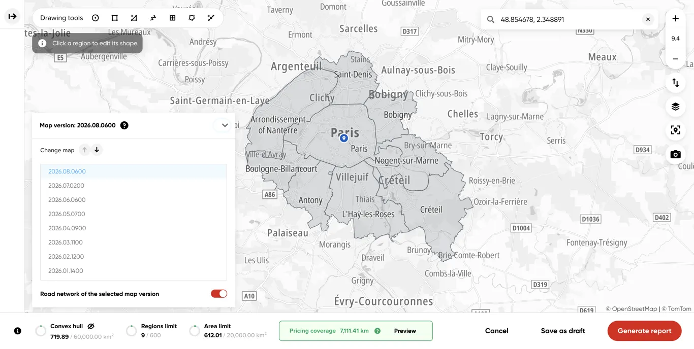 The option to select a specific map version indicates that the data is based on map-matched traces.