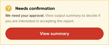 The Status section, showing the report is awaiting confirmation with a View summary button