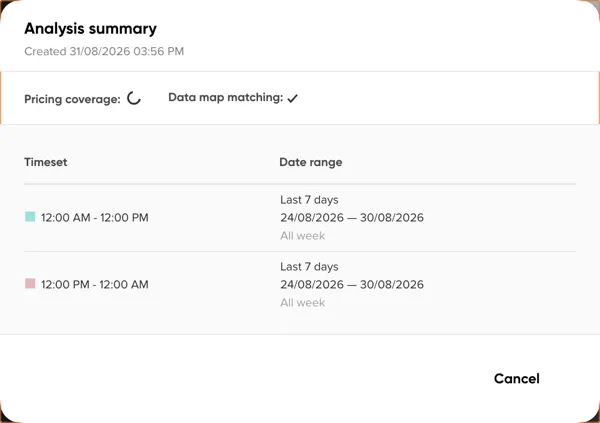 The summary dialog opened from the Summary section