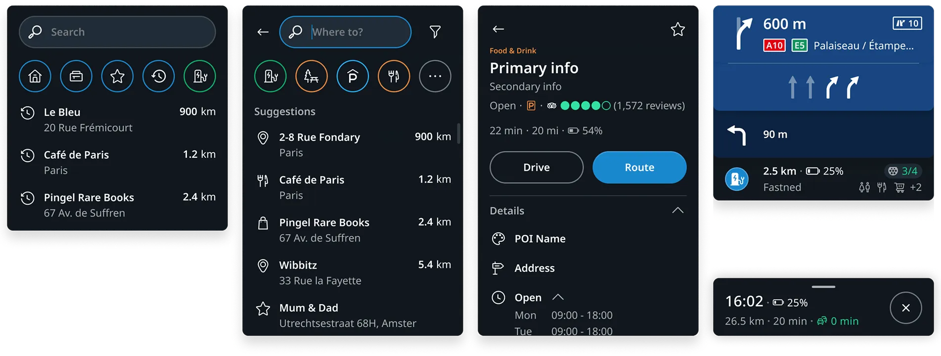 Examples of RHD content usage across screens