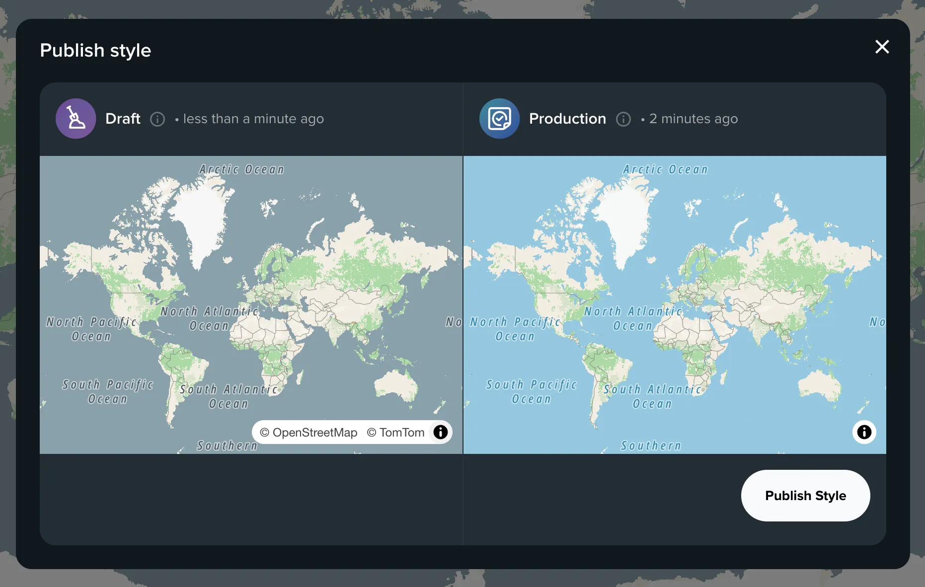 Mapmaker selection interface