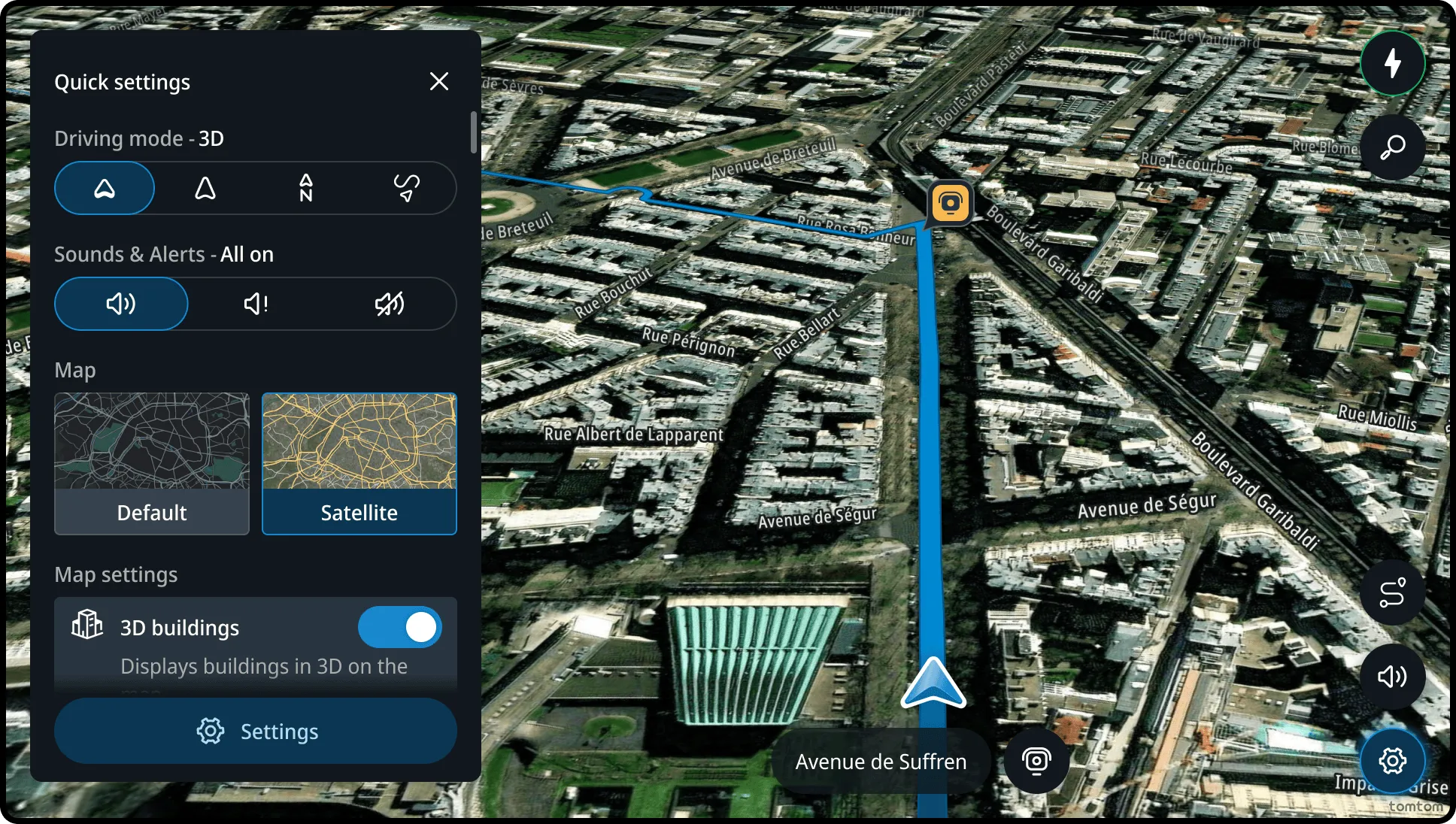 Quick settings map style