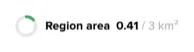 The region area gauge, shown while a region is selected