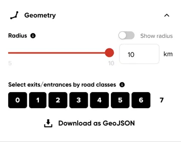 A region drawn on the map, added as the analysis geometry