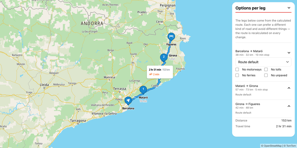Route Leg Options Playground