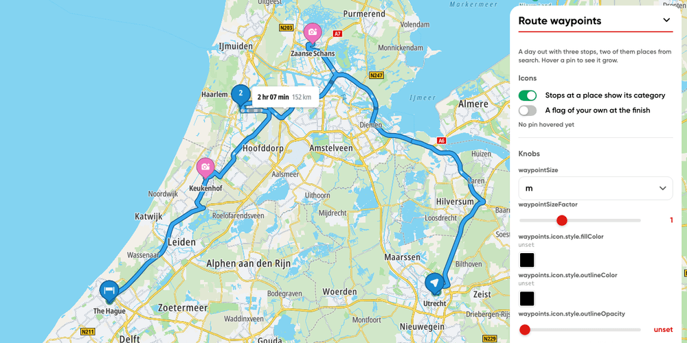 Route waypoints playground