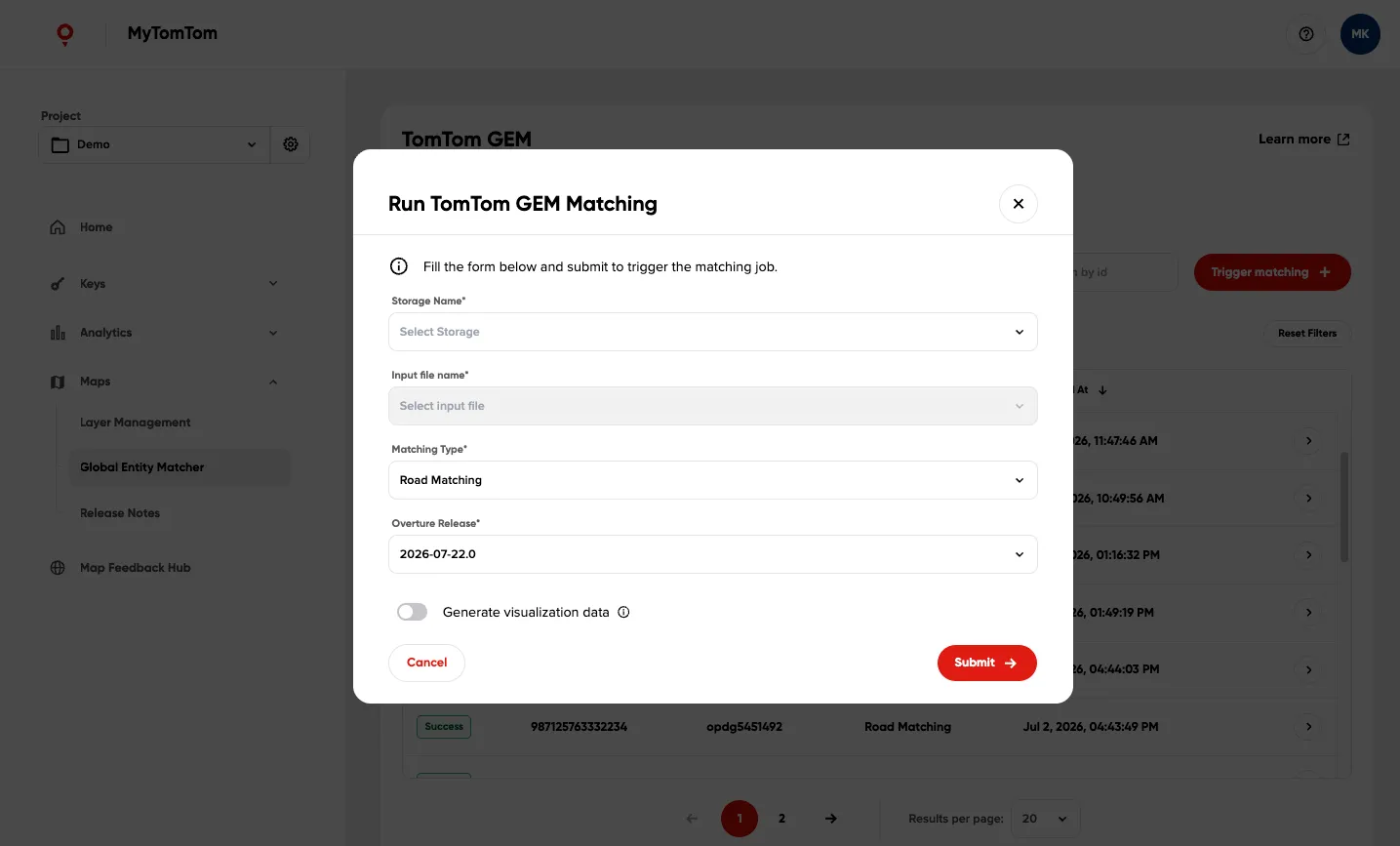 Trigger Matching Form