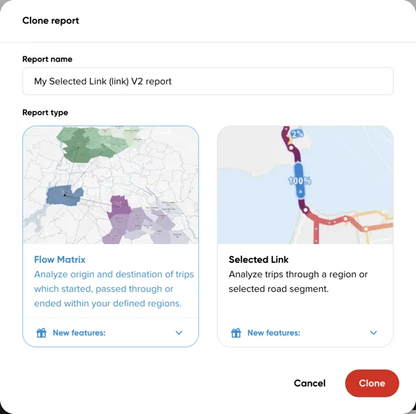The Clone report dialog pre-filled with the original report's name