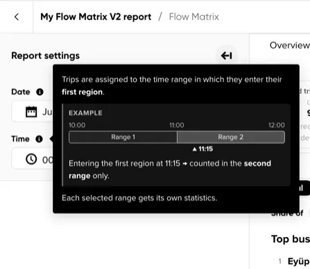 The Time selector with its information tooltip open